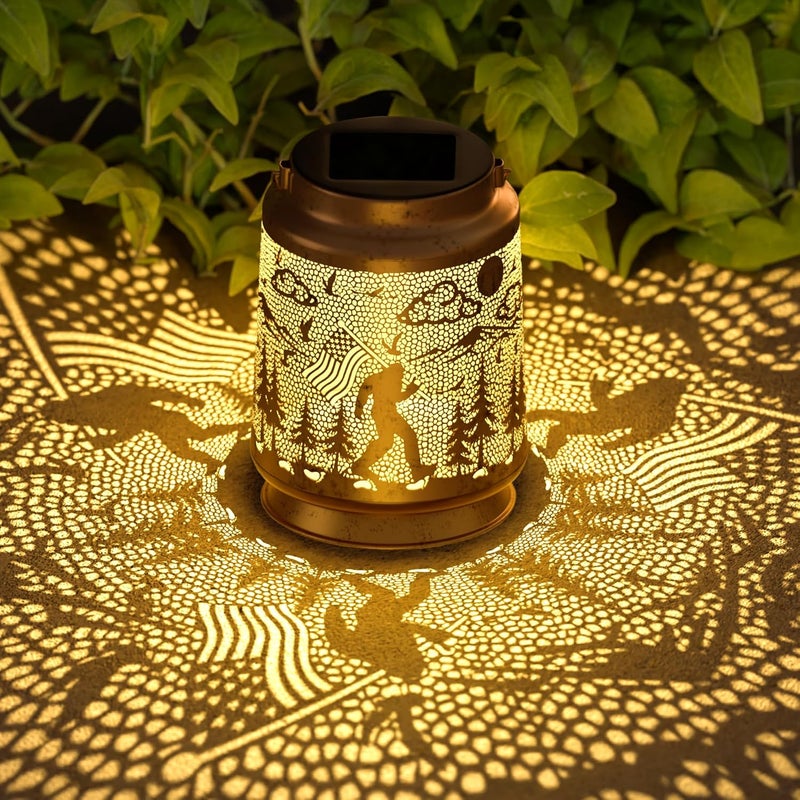 Miggley Bigfoot Solar Lantern for Garden Outdoor Decor – Hanging Metal Light Decoration for Patio, Yard, Lawn, Pathway, Backyard – Sasquatch Gift for Mom, Women, Grandma - Image 1